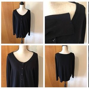 Black Button Long Sleeve Soft Cardigan Sweater EUC